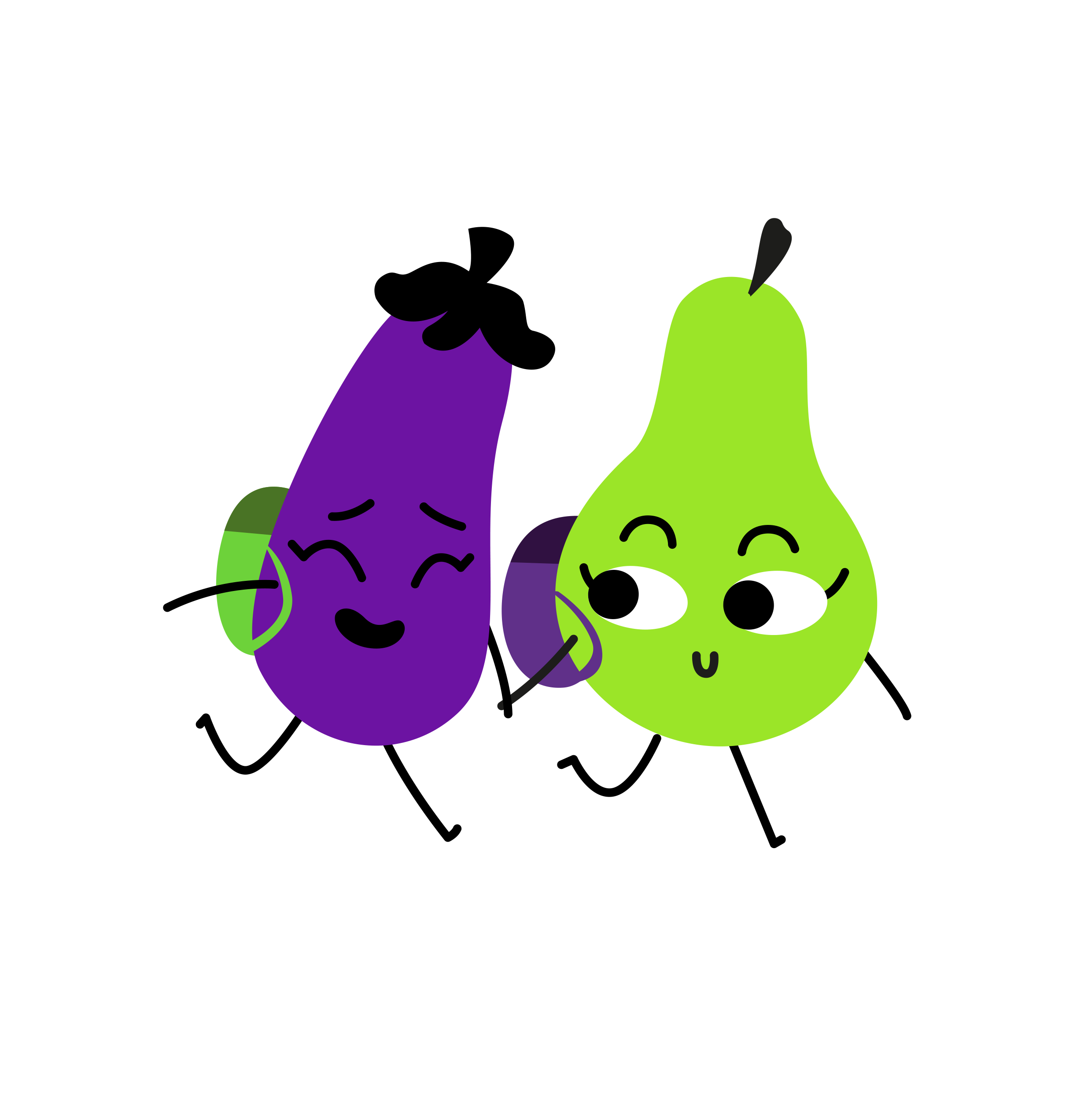 Illustration poire et aubergines Cueillette fruits légumes fleurs Chapeau de Paille